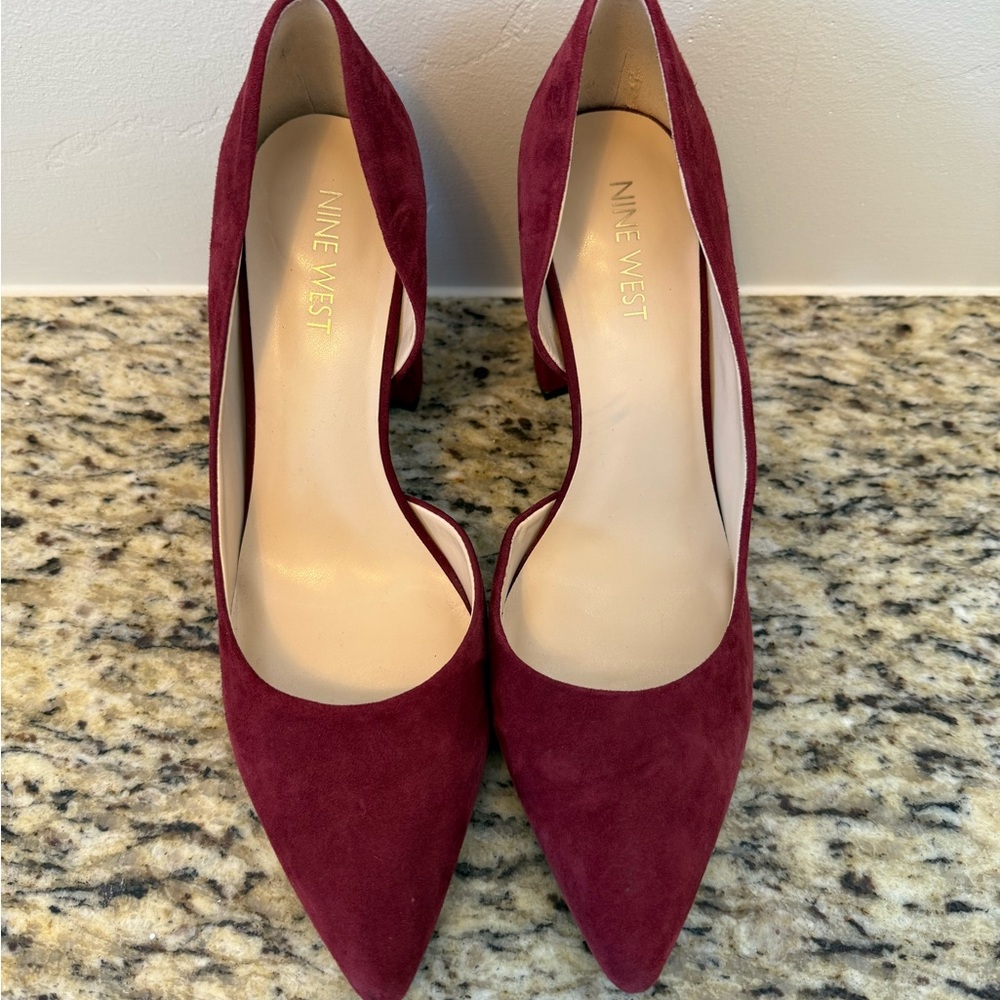 Nine West Burgundy Suede Heels